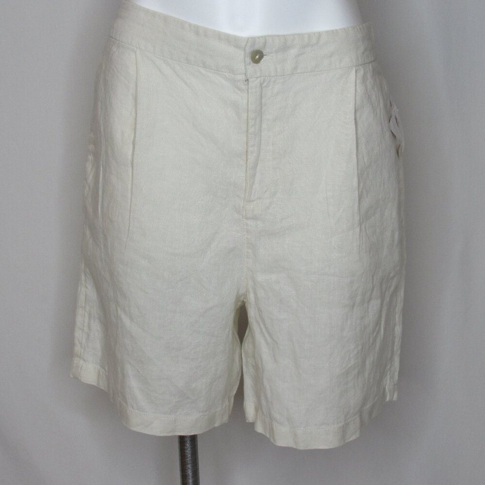 Tahari Ivory  Linen Shorts 6" Women's XL XLarge New NWT